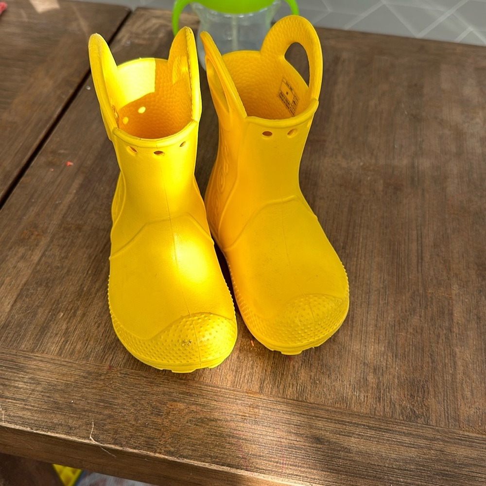 Yellow Crocs rainboot